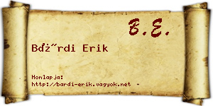 Bárdi Erik névjegykártya